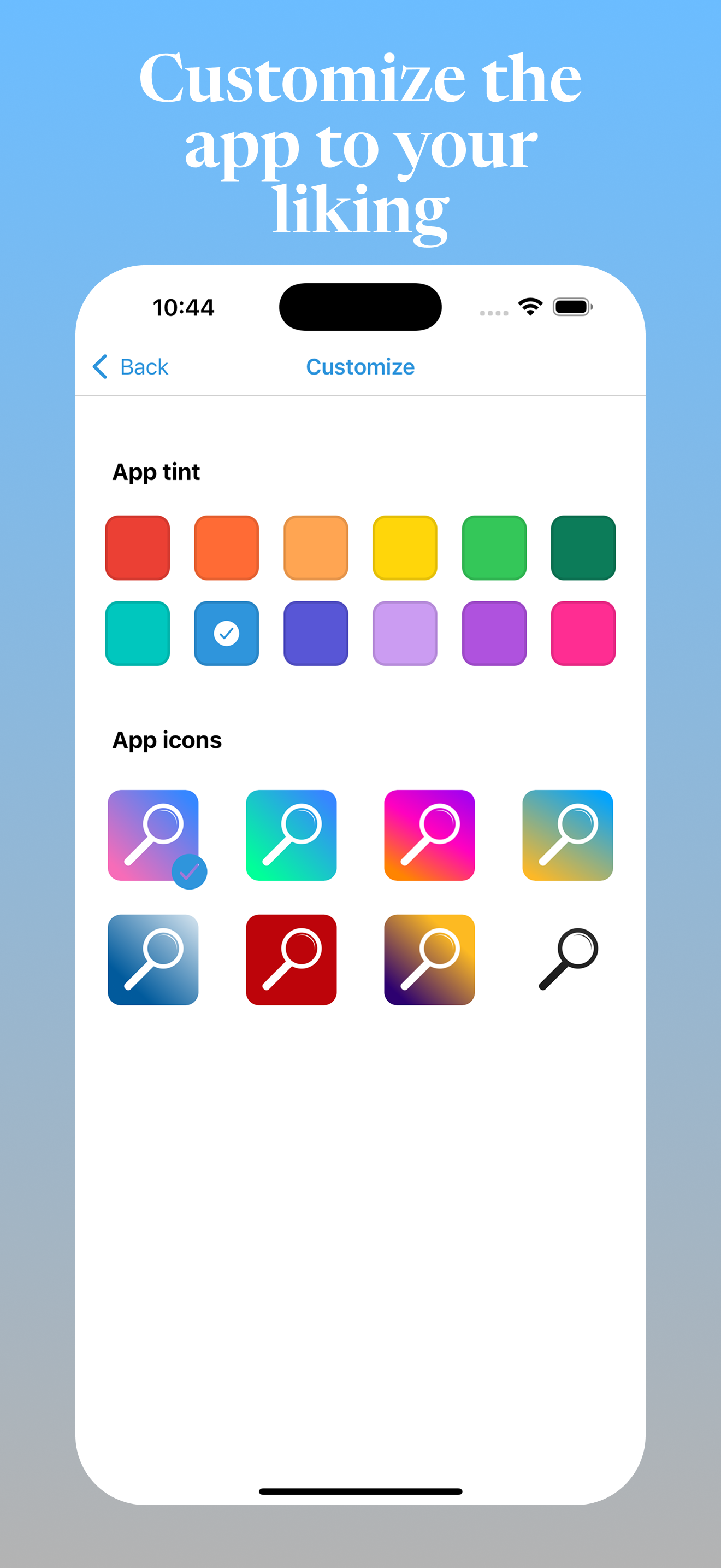 Customize app appearance